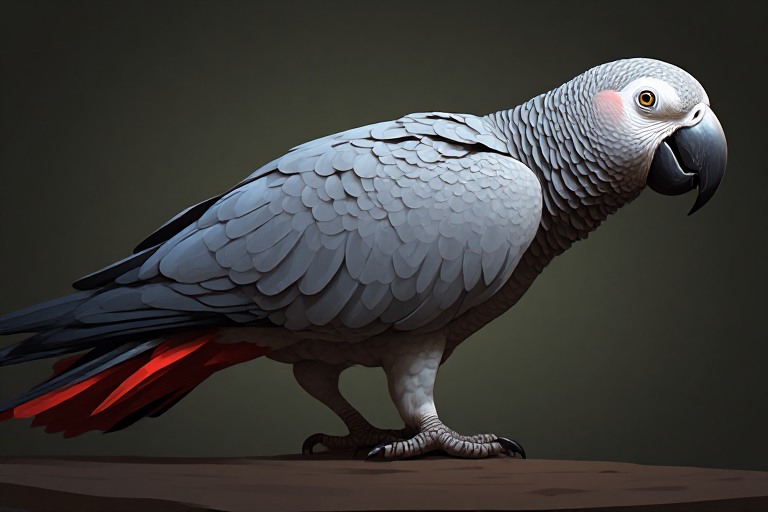 African Grey Parrot artwork piece 1